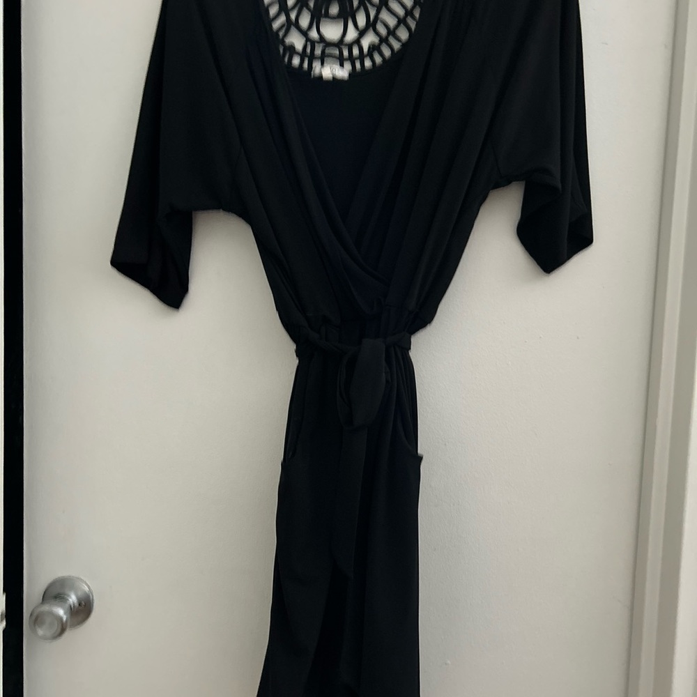 Halo Black Dress, Fan Back, New Size M